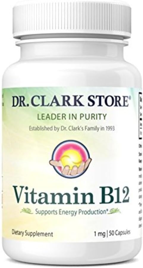 Dr Clark Vitamine B12 Supplément, 1mg, 50 Capsules de gélatine