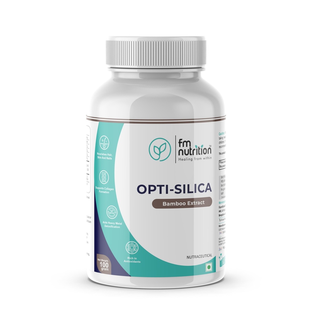 Opti-Silica Bamboo Extract Powder | Vegan Silica Supplement for Hair Skin Nails Support | Collagen Support, Bone & Joint Health, Antioxidant Detox Formula | Unflavoured Powder (100 g)