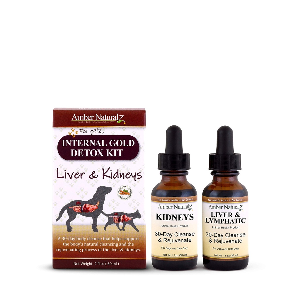 AMBER NATURALZ Kit de détox d'or interne pour chiens, chats, oiseaux, lapins et cochons de Guinée