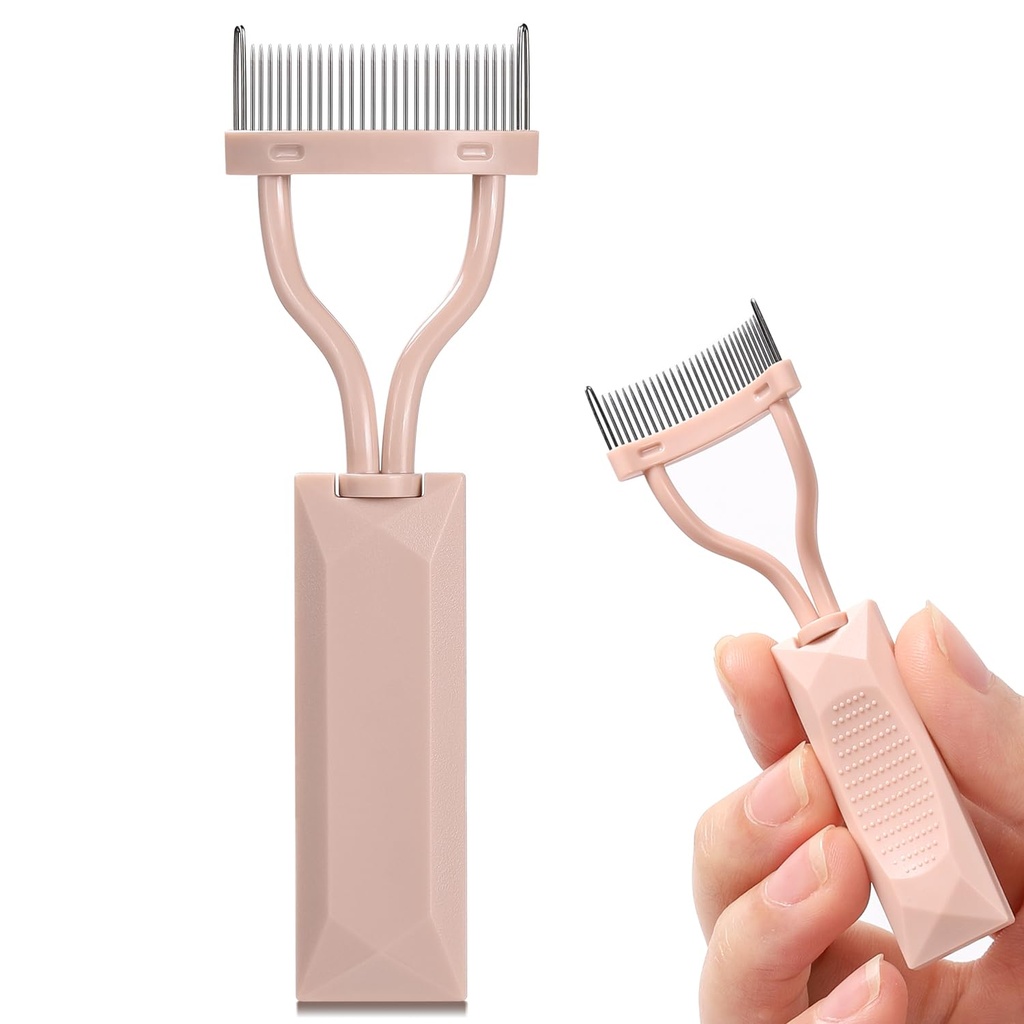 Séparateur de peigne à cils, applicateur de peigne Mascara avec couvercle, outil de brosse cosmétique pour les yeux (Naked Pink)
