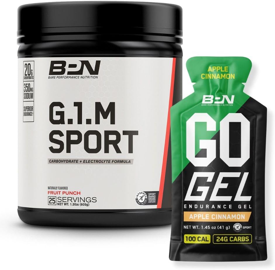 BARE PERFORMANCE NUTRITION BPN G.1.M. Sport Endurance Training Fuel & Go Gel Endurance Gel Apple Cinnamon Bundle