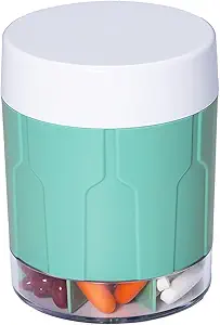 Betife Extra Large Supplément Organisateur, Bouteille d'Organisateur de pilules de semaine, Distributeur quotidien de pilules avec 7 grands compartiments, Organisateur pour tenir 7 jours de médicaments à base de vitamines,21 Étiquettes et un pinceau de nettoyage (Cyan)