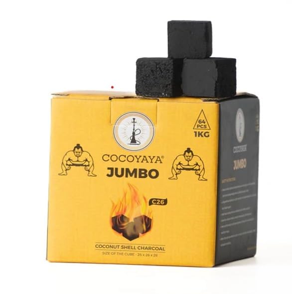 PUFF SMART Premium 100% Organic and Natural Jumbo Coconut Coal Charcoal for Hookah 1KG (64 Pcs)