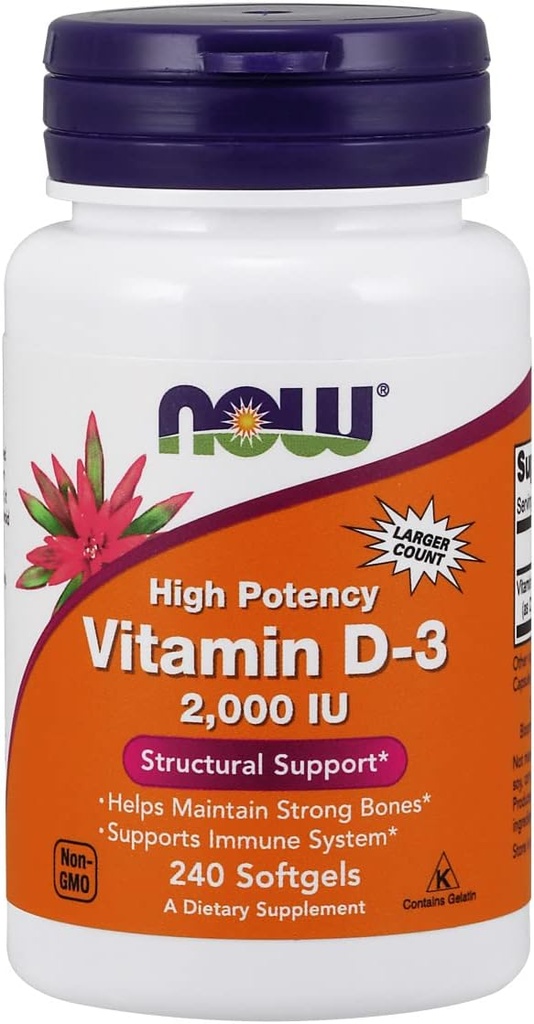 Alimentations Vitamine D-3, Soutien structurel 2000 I.U, 480 Softgels