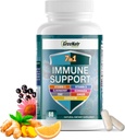 GreeNatr Supplément de soutien immunitaire avec vitamine C, D3, Zinc 50mg, Quercetin, Echinacea Purpurea, Sambucus Elderberry et Ginger pour la défense immunitaire complète - 60 capsules (1 bouteille)