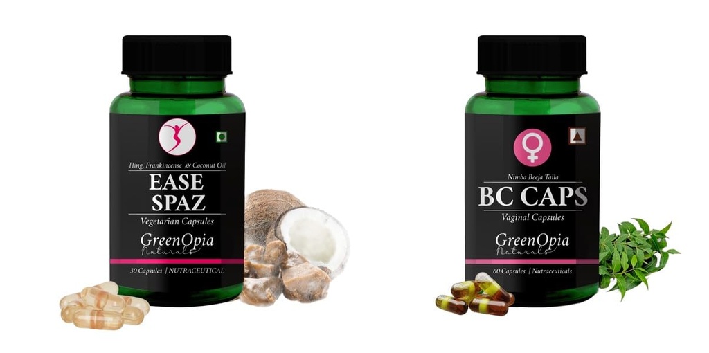 Ease-spaz-vegetarian-capsules, Bc-caps-vaginal-capsules Combo | Convenient Nutrition & Wellness Routine | Multi-Product Pack