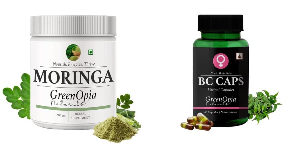 Moringa-oleifera-powder, Bc-caps-vaginal-capsules Combo | Convenient Nutrition & Wellness Routine | Multi-Product Pack