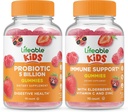 Probiotiques à vie 5 milliards d'enfants + Immune Soutien Enfants, Gommies Bundle - Grande dégustation, supplément de vitamine, sans gluten, sans OGM, gommy à croquer