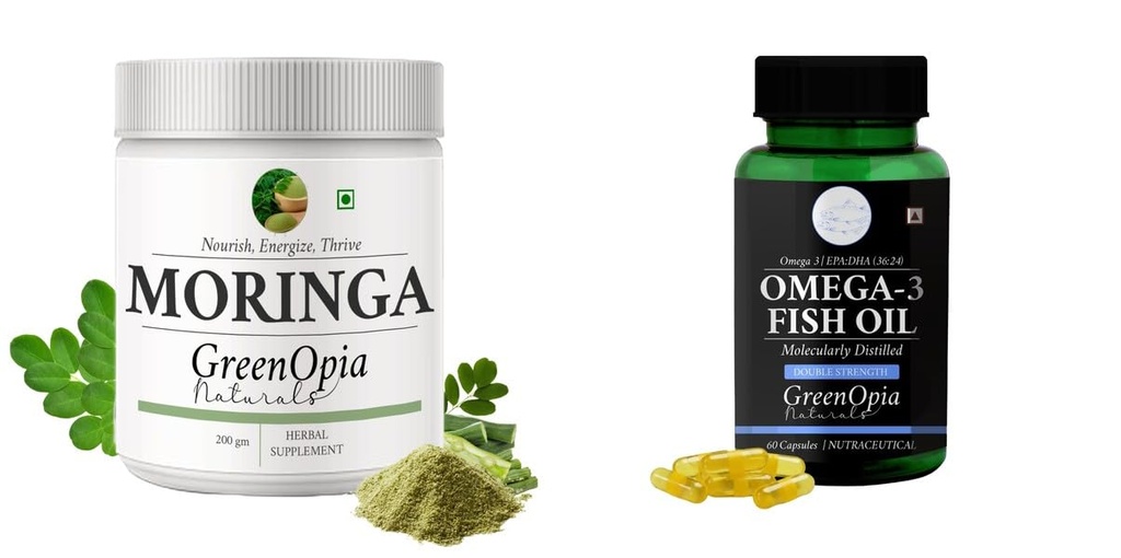 Moringa-oleifera-powder, Fish-oil-double-strength Combo | Convenient Nutrition & Wellness Routine | Multi-Product Pack