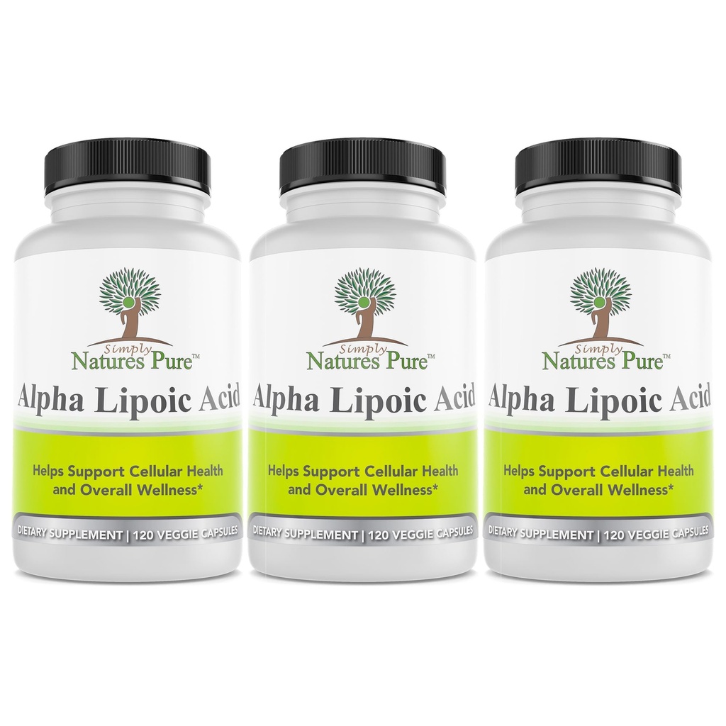 Simplement Natures Acide alpha lipoïque pur 600mg 360 Capsules de Véggie, Acide Thioctique Non-OGM 12 mois d'approvisionnement