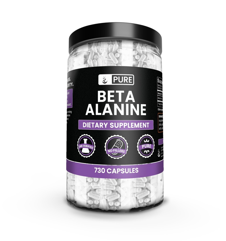 Ingrédients originaux purs Beta Alanine, (730 Capsules) Toujours Pure, Aucun Additif ou Filters, Verifié en laboratoire