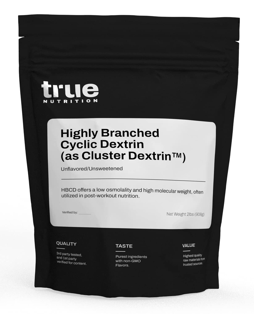 Véritable nutrition - Dextrine cyclique hautement ramifiée - Poudre d'hydrate de carbone pour l'énergie intra-entraînement soutenue, rétablissement musculaire amélioré après l'entraînement - Végétalien et non-OGM - Non aromatisé 2lb.