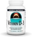 Source Naturals Vitamine D-3, forme bioactive pour la santé des os et des immunes*, 2000 UI - 200 capsules