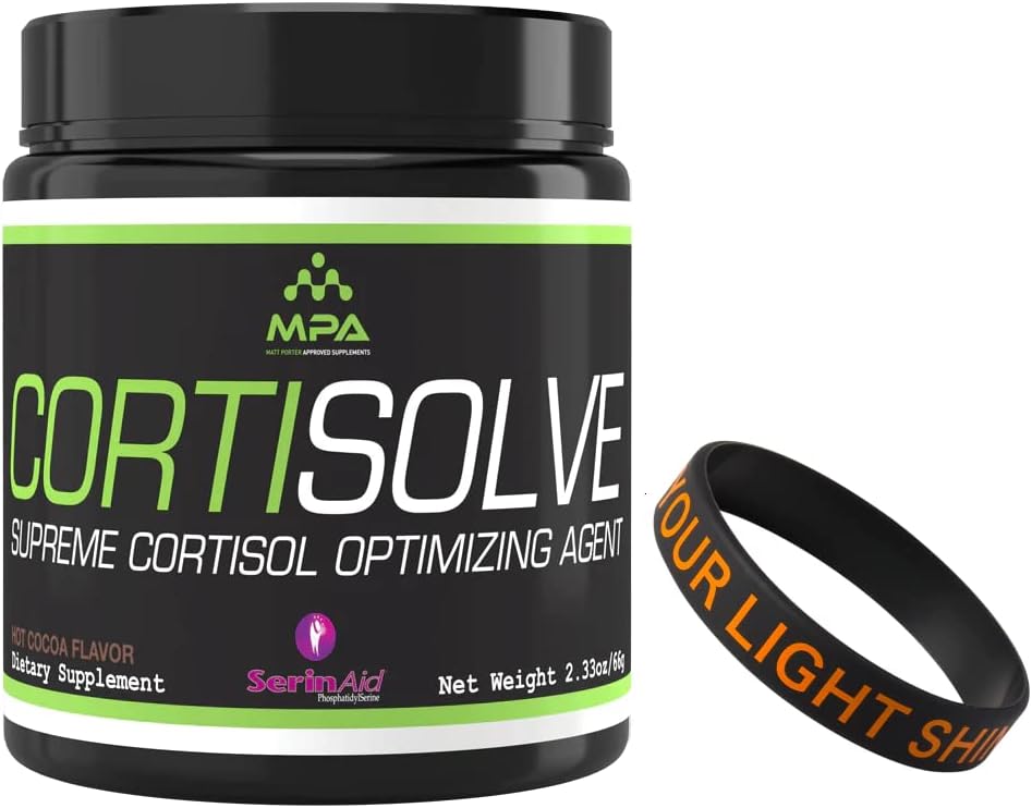 MPA Suppose CortiSolve - Supreme Cortisol Optimising Agent Bundle avec un Bracelet Motivational Wristband pour vous motiver et vous soutenir - 28 Servants - Hot Cocoa