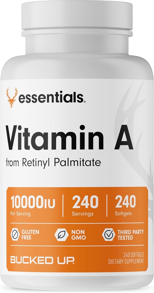 Vitamine enroulée A 10000UI par portion, essentiels (240 portions, 240 softgels)