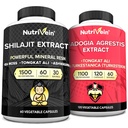 Nutrivein Premium Shilajit Capsules et Fadogia Agrestis Supplément Bundle: puissant Shilajit pour les femmes et les hommes + Fadogia Agrestis avec Tongkat Ali Supplément pour la performance, l'endurance et la vitalité