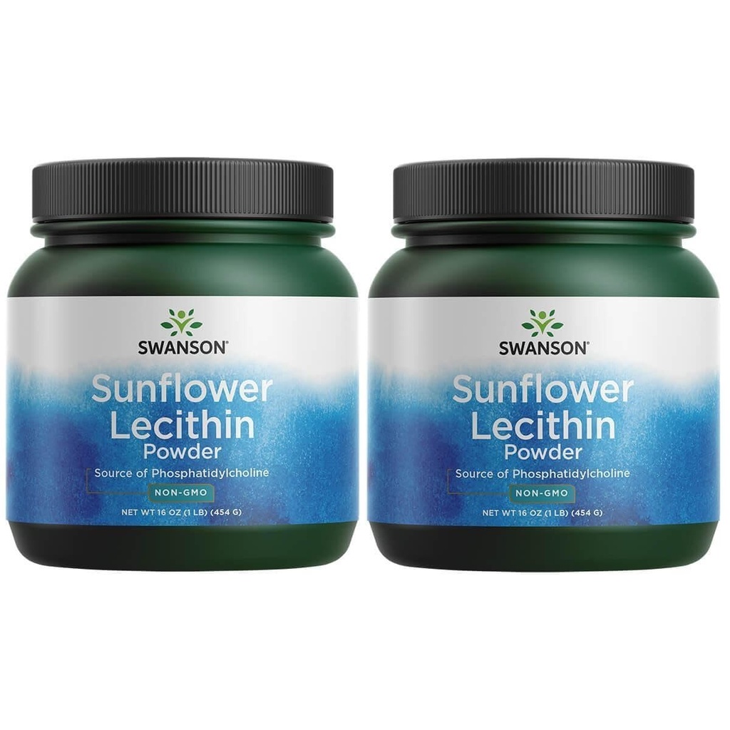 Swanson Sunflower Lécithine Cerveau Santé Système nerveux Soutien Végétarien non-OGM sans soja 16 oz (1lb) 454 grammes poudre (2 pack)