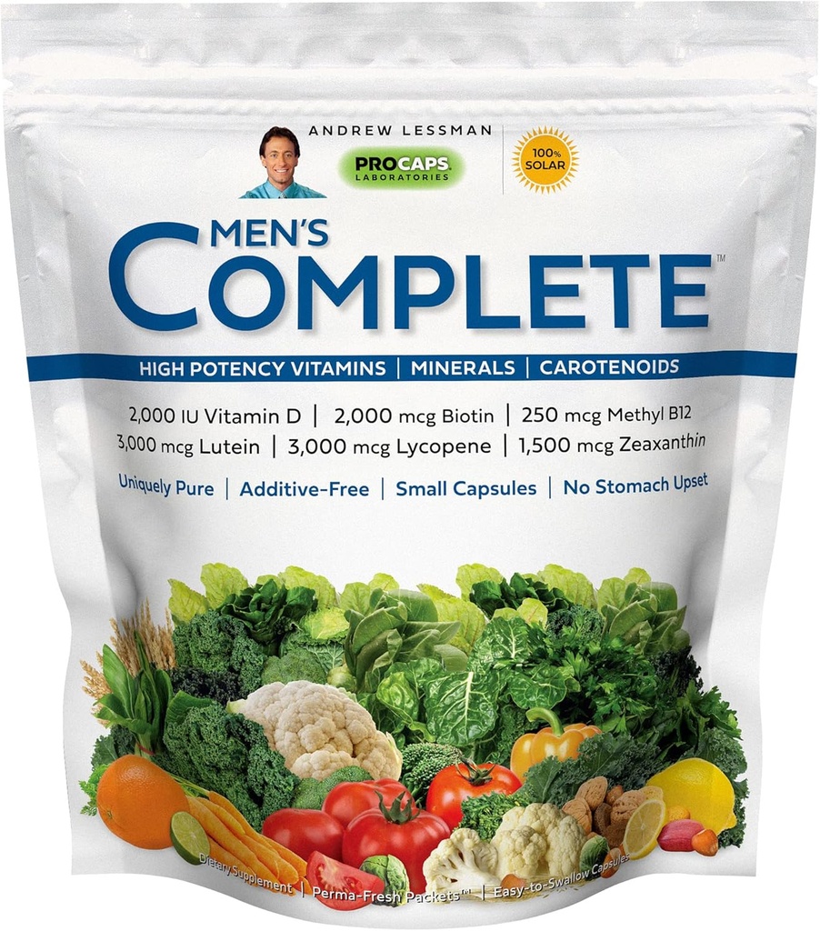 ANDREW MOINSMAN Multivitamin-Men Complete 30 Packets - High Potences de 30+ nutriments, vitamines essentielles, minéraux, caroténoïdes. Petit facile à avaler. Pas de reliure, pas de remplissage, pas d'additifs