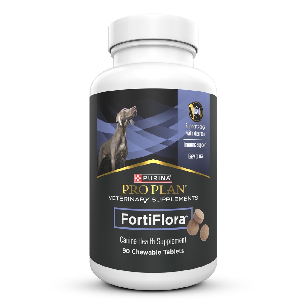 Purina Pro Plan Vétérinaire Suppléments FortiFlora Probiotiques pour chiens Comprimés à mâcher pour la santé digestive Gut et la diarrhée - 90 ct.