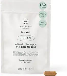 Adapter le complément d'organe naturel, Biodisponible Capsules de foie de boeuf de la Fed d'herbe, mélange de foie, coeur, rein, pancréas et rate, soutien foie nettoyer désintoxication et réparation