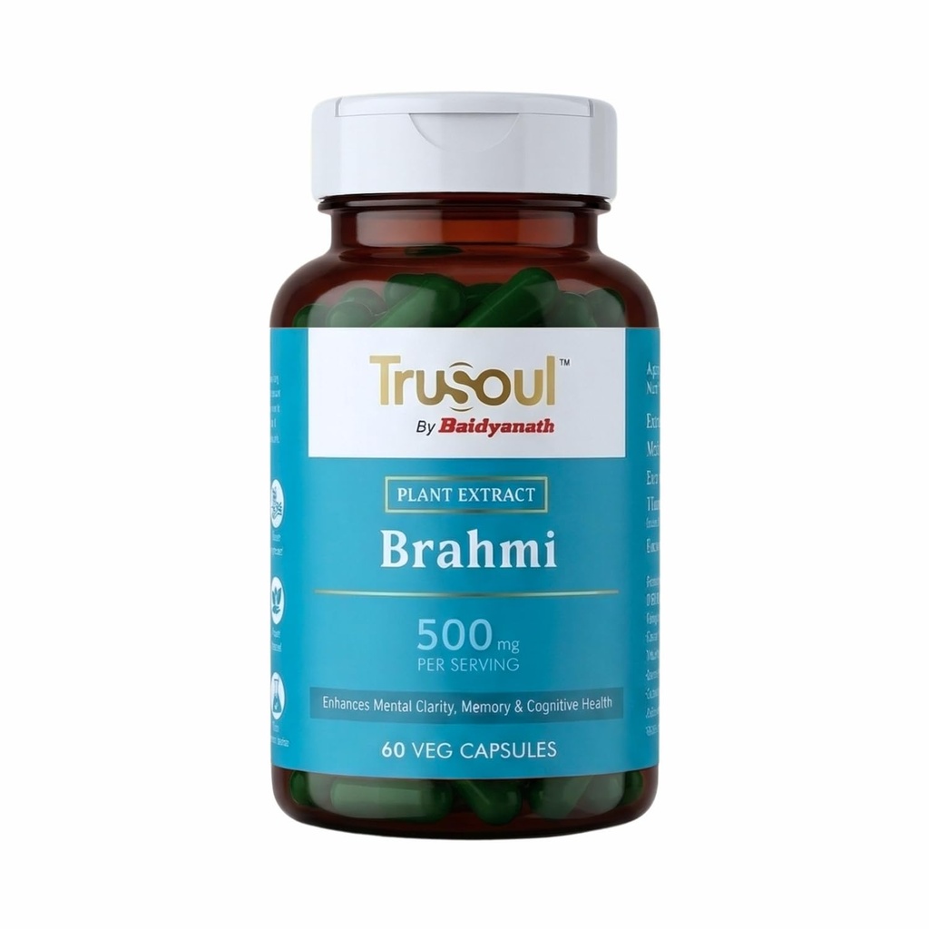Baidyanath TruSoul Brahmi 60 Veg Capsules | Helps Enhances Mental Clarity, Memory & Cognitive Health | Pure Herbs for Mind Wellness | Promotes Mind Relaxation