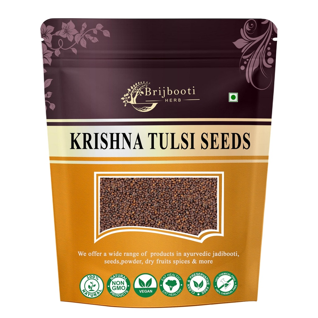 Brijbooti Krishna Tulsi Seeds For Eating (200 Gr) - Shyama Tulsi - Black Tulsi Seeds - Tulsi Seeds