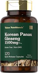 Carlyle Coréen Panax Ginseng, 1500mg, 120 Capsules, Supplément sans OGM et sans gluten, Tahoe Nutritionals