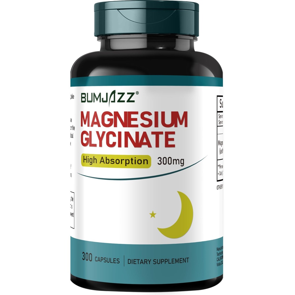 Supplément glycinate de magnésium - Supplément glycinate de magnésium Supplément glycinate de magnésium 300mg - 100% Chélaté pour haute absorption Supplément minéral essentiel végétalien 300 Capsules
