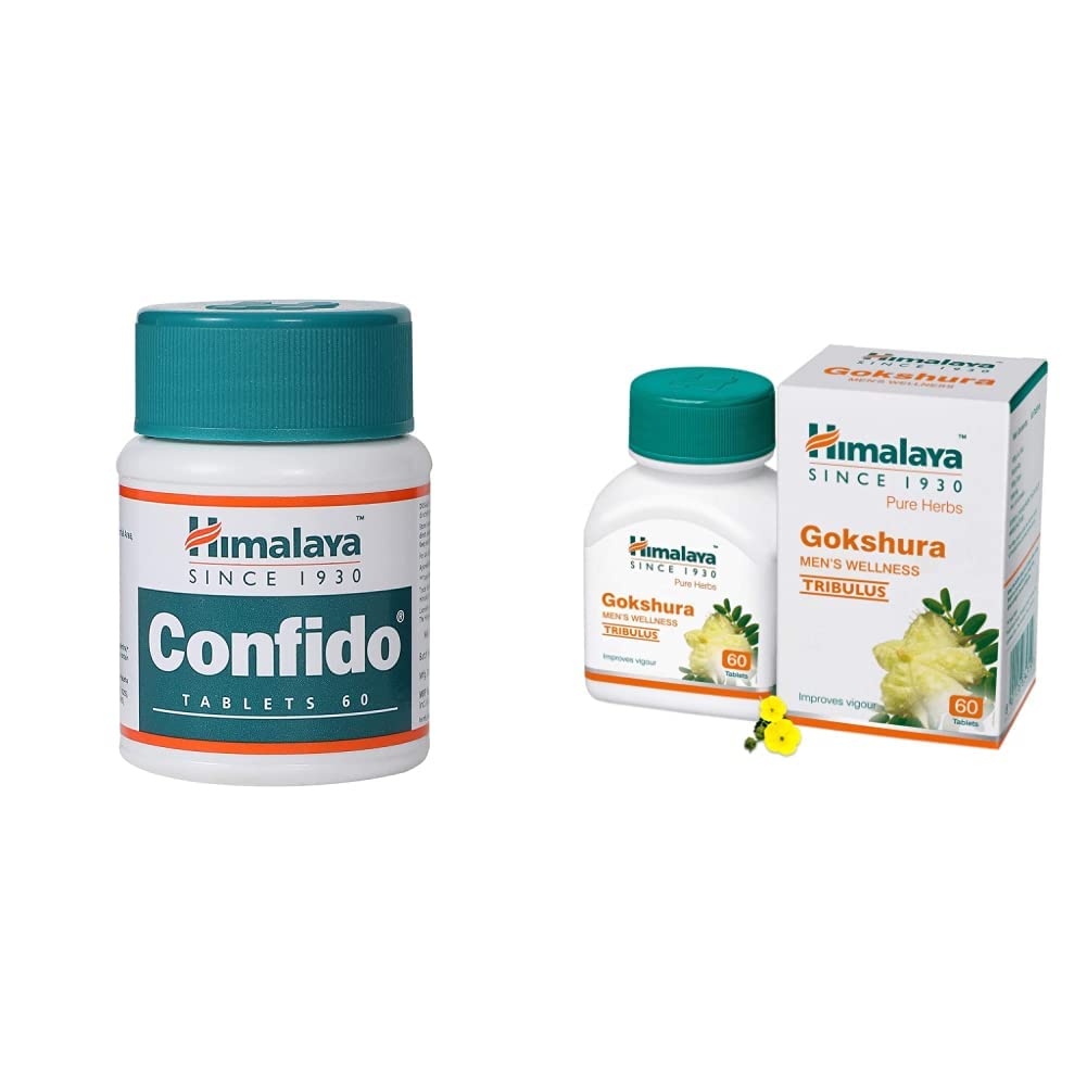 Himalaya Confido Tablets - 60 Counts & Himalaya Wellness Pure Herbs Gokshura Men's Wellness - 60 Tablets