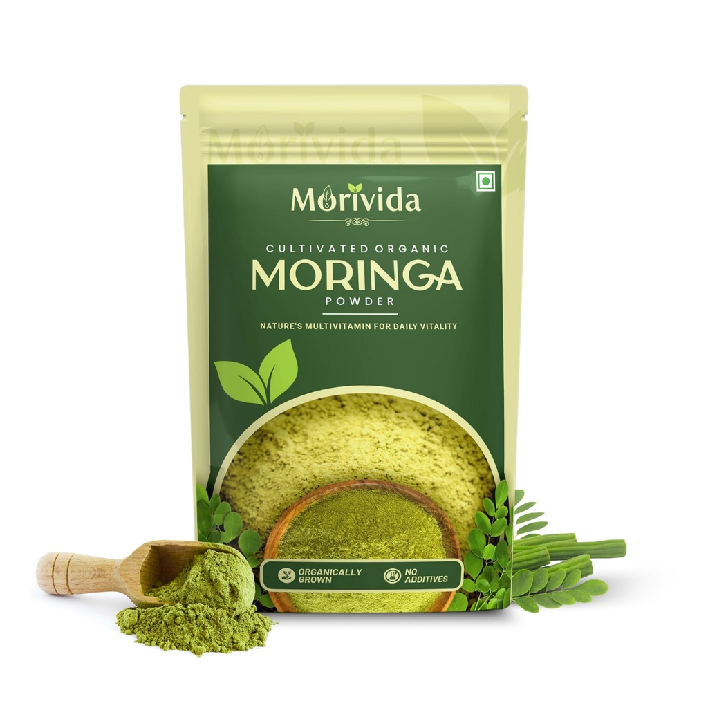 Moringa Powder 100g | 100% Pure Organic Moringa Leaf Powder | Rich in Iron & Immunity Booster | No Additives | Morivida