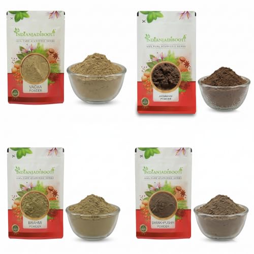 IndianJadiBooti Elite Vitality Bundle: Vacha, Brahmi, Shankhpushpi & Jatamansi – Traditional Herbs for Daily Focus & Calm – [400g]