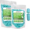XPRS Nutra Vegan Taille 0 Capsules séparées - 500 Compte Capsules vides Premium Séparées dans des sacs - Pills 0 Vidées pour le remplissage de supplément de bricolage (Aqua)