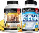 Turmeric Quercetin with Bromelain Supplement (1 Month Supply) Plus Triple Strength Omega 3 Fish Oil Softgels (1 Month Supply)