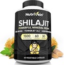 Nutrivein Premium Pure Himalayan Shilajit pour hommes et femmes - 1500 mg - 60 capsules- Extrait de résine puissant mélangé avec la mousse de mer irlandaise, Tongkat Ali, et Ashwagandha - Vitalité, clarté et performance