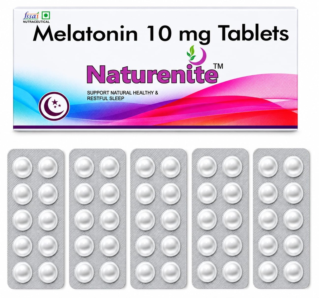 Melatonin Tablets 10mg, Natural Sleeping Pills | Sleep Aid Supplement | Fall Asleep Faster, Stay Asleep Longer, Non-habit Forming Sleep Aid - 50 Tablets (5X10)
