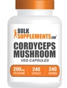 BulkSupplements.com Capsules de champignons Cordyceps - Extrait de Cordyceps, de Cordyceps Sinensis - Sans gluten, portion équivalente de 2000mg - 1 gélule par portion, 240 gélules (paquet de 1)