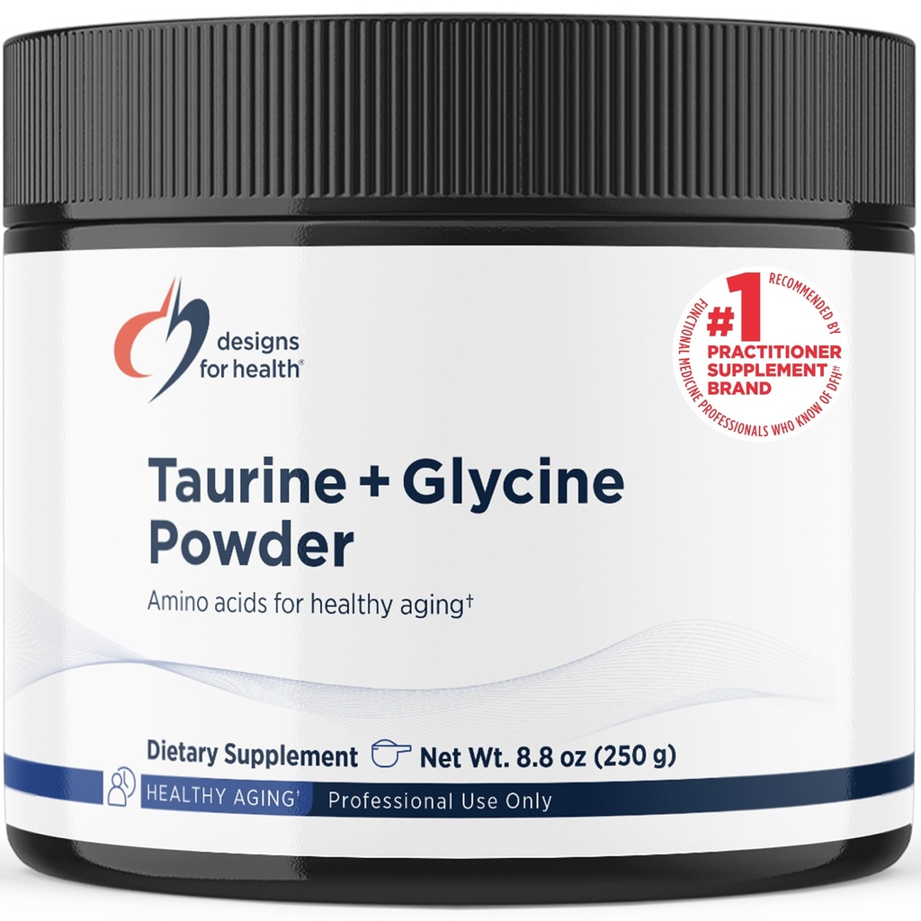 Designs for Health Taurine + Glycine Powder - Amino Acids for Healthy Aging - Supports Cellular, Metabolic & Heart Health - Non-GMO Unflavored Amino Acid Powder (250 g)