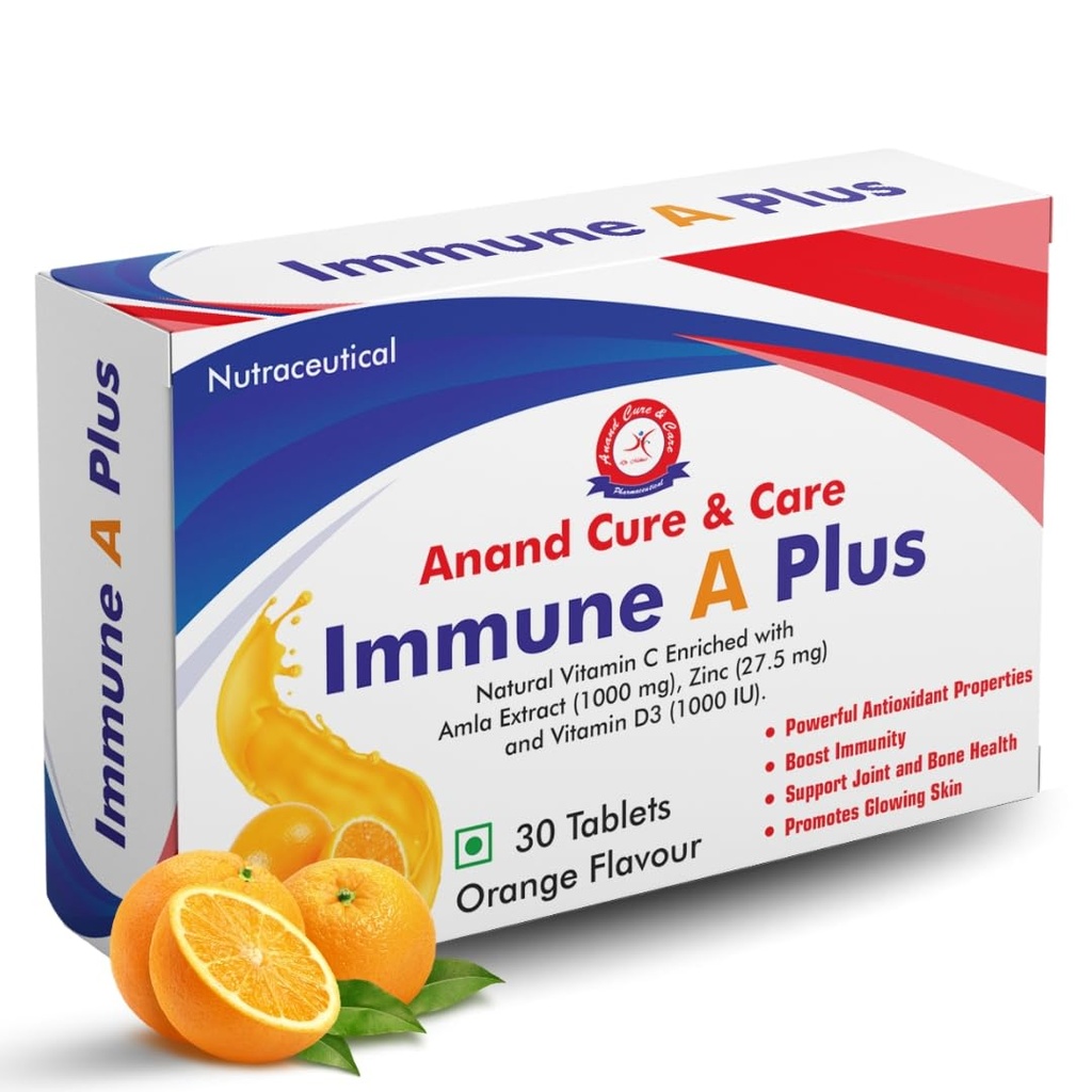 Anand Cure & Care Immune A Plus (Pack of 30 Tablets) |Natural Vitamin C| Enriched with amla Extract & Vitamin D3| support and strengthen the immune system | Packed with essential vitamins and minerals