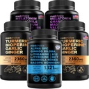 MEDCHOICE Turmeric & Ginger (240ct), Sleep Melatonine (180ct) et Cerveau Nootropique (60ct) Supplément Ensemble - Wellness Trio pour le cerveau, le sommeil et le soutien immunitaire - Vegan, non-OGM, sans gluten