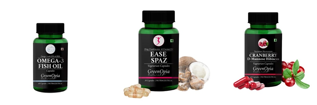 Fish, Ease-spaz, Cranberry-d-mannose-hibiscus Combo | Convenient Nutrition & Wellness Routine | Multi-Product Pack