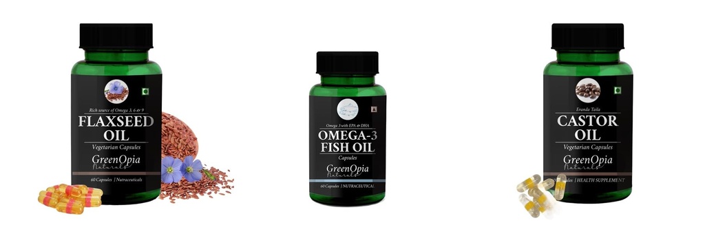 Flax-seed, Fish, Castor Combo | Convenient Nutrition & Wellness Routine | Multi-Product Pack