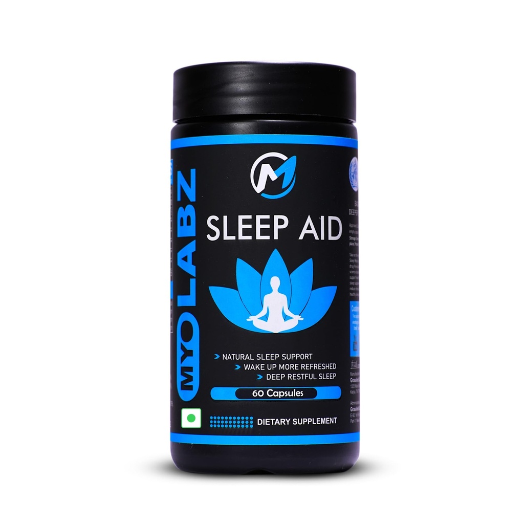 MYOLABZ Sleep Aid Capsules, Natural Sleep Support Supplement for Deep & Restful Sleep, Helps Support Relaxation & Better Sleep Routine, | Non-Habit Forming | Dietary Supplement - 60 Capsules
