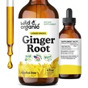 Extraits de racine de gingembre sauvage et biologique - Soutien immunitaire et digestif - Suppléments de gingembre liquide - Teinture végétalienne, sans sucre et sans alcool - 4 fl oz