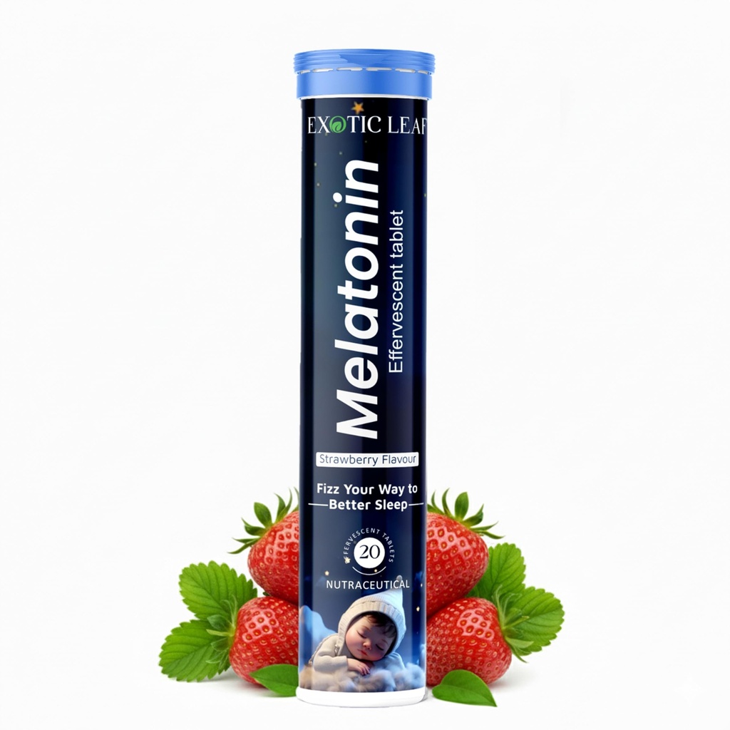 Melatonin Effervescent Tablets 20 | Sleep Support Supplement for Deep Rest & Relaxation | Helps Improve Sleep Quality & Night Recovery | Fast Absorbing Night Formula