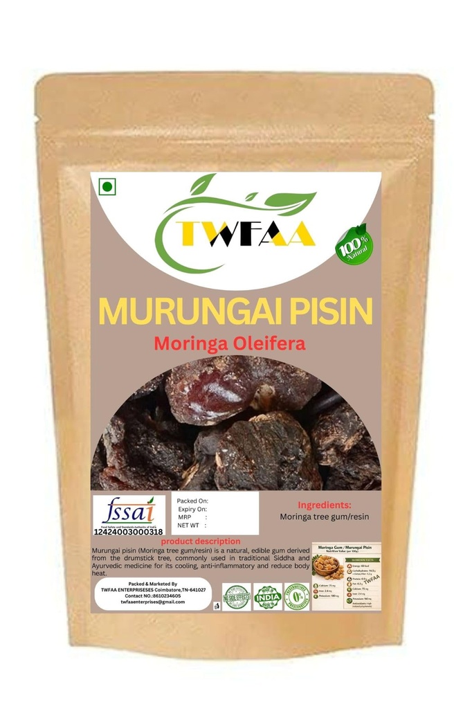 TWFAA Murungai Pisin/moringa tree gum/natural Murungai Pisin/organic Moringa Gum/முருங்கை பிசின்/ murunkai pisin | മുരുങ്കൈ പിസിൻ/Sahjan ke phool/सहजन का फूल /- 250 grams