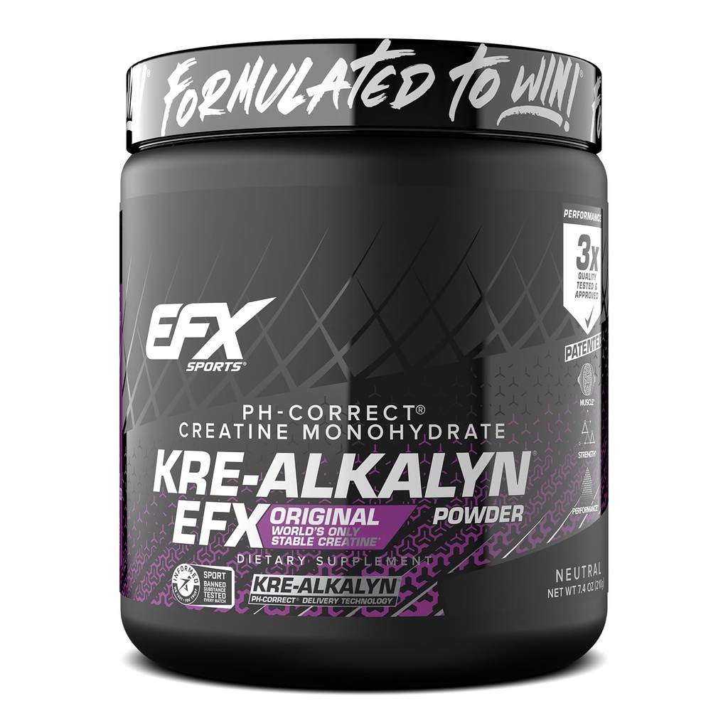 EFX Sports Kre-Alkalyn EFX Poudre de pH correct Supplément de poudre monohydratée en créatine Force, croissance musculaire et performance