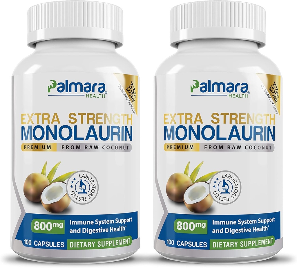 Monolaurin Extra Strength 1 600mg par portion, 800mg par gélule - 2 capsules 200