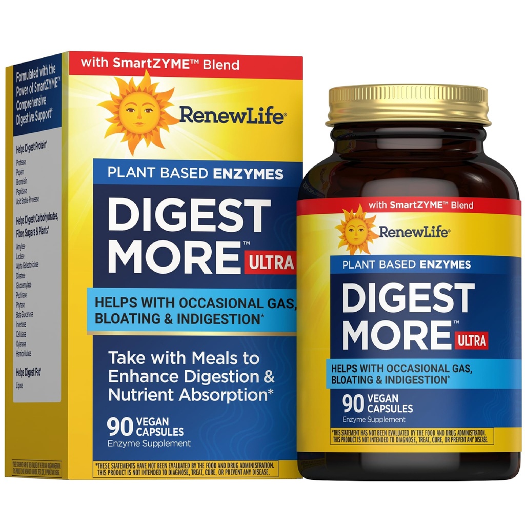 Renouveler la vie Digest AdultePlus Ultra Enzymes - Formule d'enzyme digestive à base de plantes ultra-strength pour les hommes et les femmes - 90 Capsules végétariennes