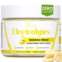 Zero Sugar - Poudre d'électrolytes à la crème de banane - Hydratation rafraîchissante - Énergie sans caféine avec tous les ingrédients naturels - Vegan, Keto & Paleo - Mélange de poudre d'électrolytes sans sucre - 37 portions