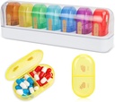 FYY Organisateur de pilules de voyage, 14 compartiments Organisateur quotidien de pilules Portable Pill Case Détachable Daily Pill Box for Purse Pocket to Hold Vitamines, huile de foie de morue, suppléments et médicaments-blanc